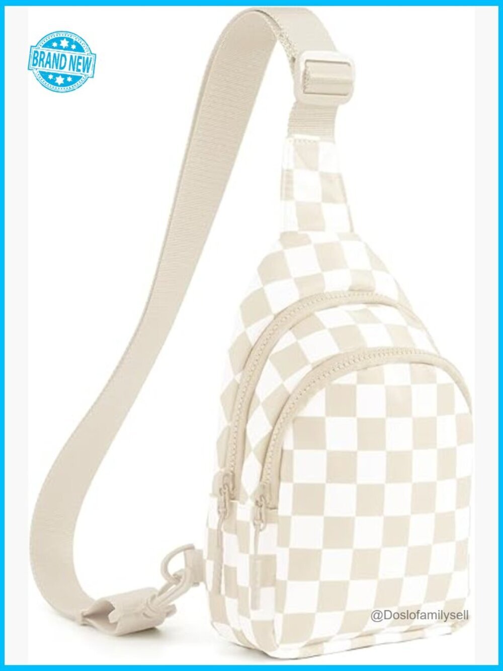Checkered Sling Bag Crossbody Chest Fanny Pack Shoulder Backpack Travel